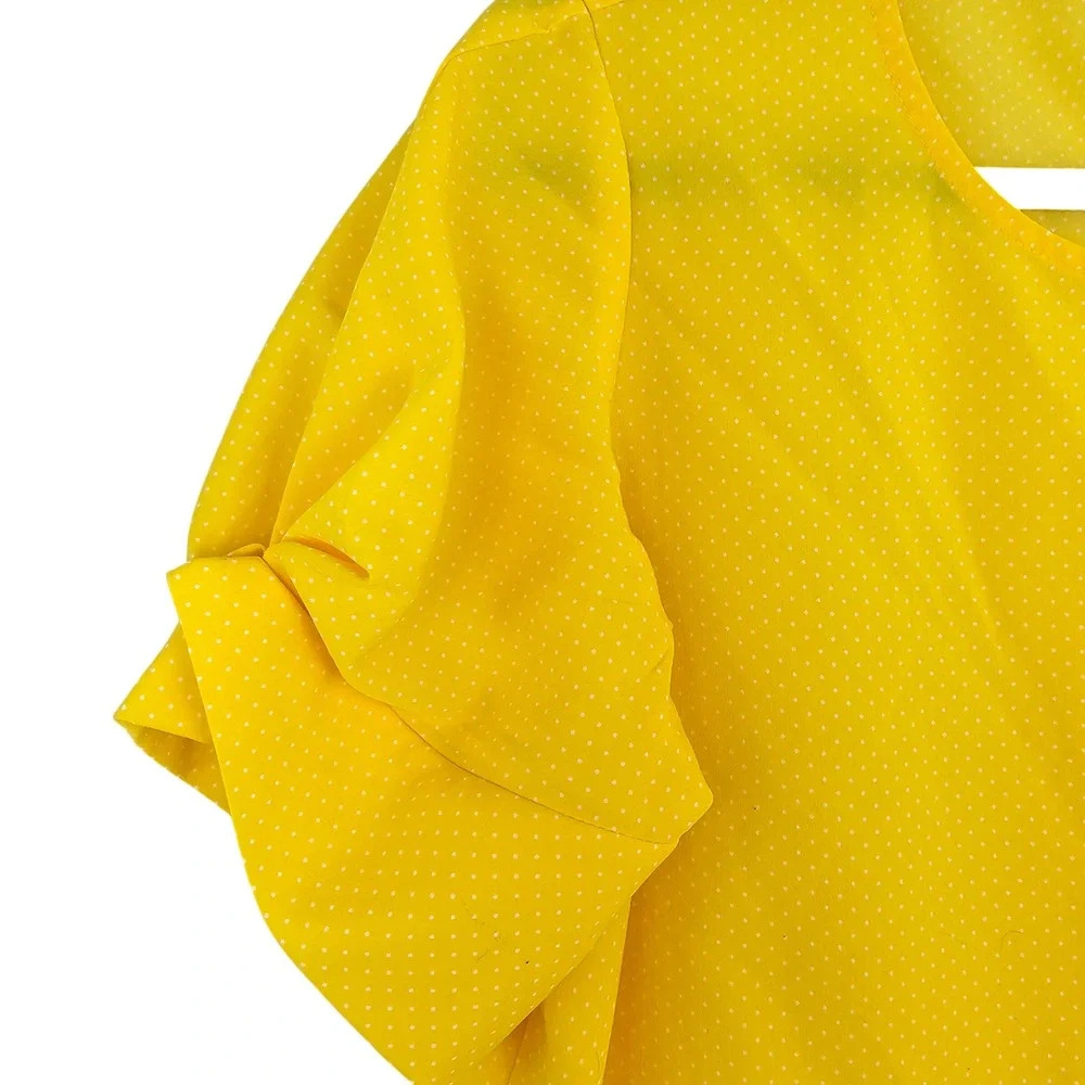 Banana Republic Yellow Polka Dot Puff Sleeve‎ Blouse Women's Small Top